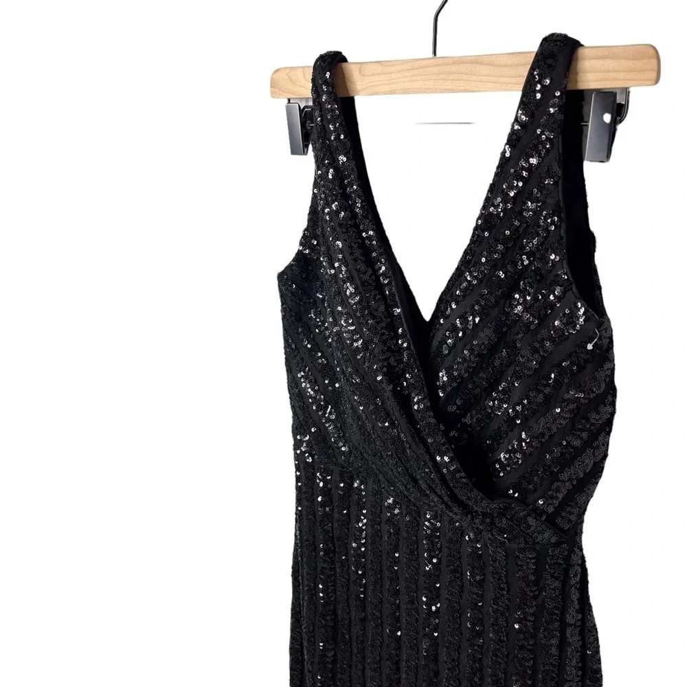 La Femme Short Sequin Party Cocktail Dress Black Size 8 Prom Homecoming Wedding - Picture 5 of 10